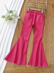 Girls Classic Flared Jeans High Waisted Bell Bottom Pants
