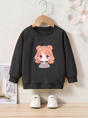 OERYUI Girls boys Cartoon Girl Print Crew Neck Pullover Top Kids Clothes