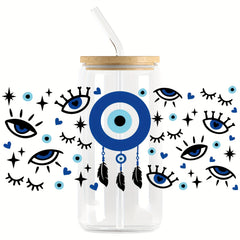 3D Eye UV DTF Transfer Sticker For 16 OZ Glass Cups DIY Wrapping Bottle Sticker