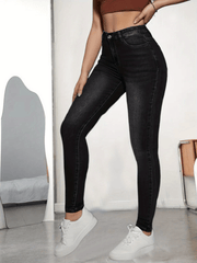 Water Ripple Embossed High Waist Skinny Jeans Women's Denim