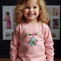 Breathable Mouse Graphic Crew Neck Sweatshirt for Girls