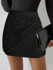 Plaid Twist Front Mini Skirt Women's Casual Wear