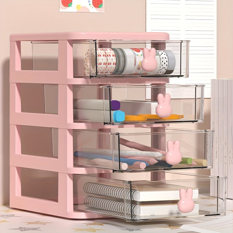 Rabbit Layer Plastic Desktop Storage Drawer Box - Durable Storage Rack