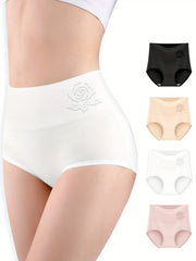 4pcs Floral Pattern Briefs Stretchy Intimates Panties Women's Lingerie