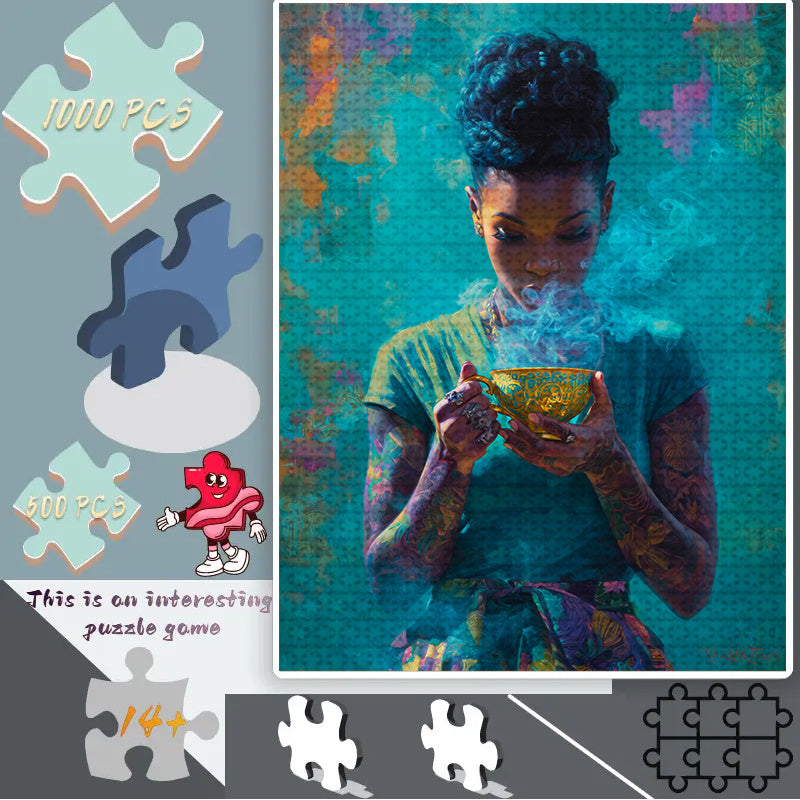 African Woman Jigsaw Puzzle with Smoke Effect