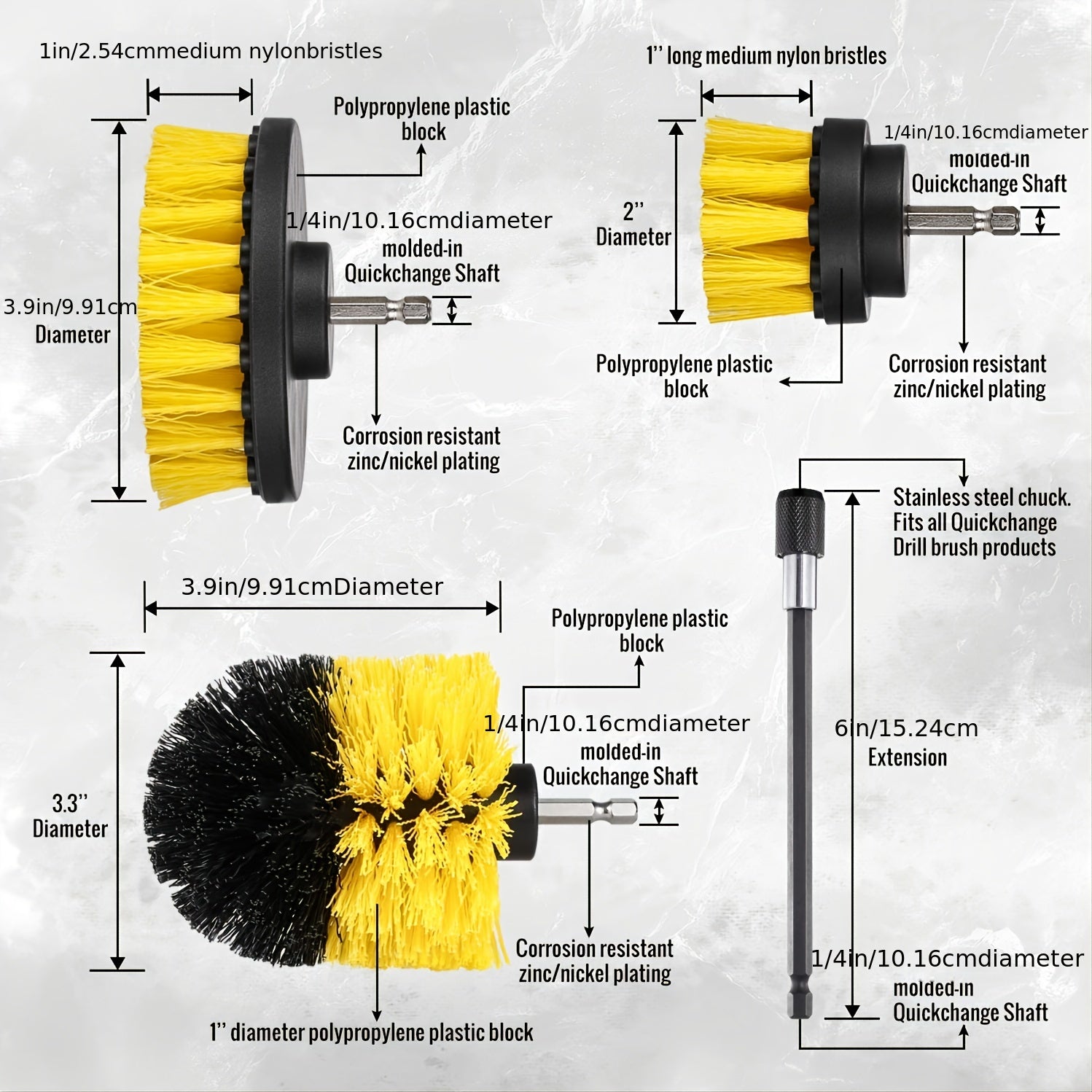 4pcs Drill Brush Attachment Set Power Scrubber Brush Cleaning Kit