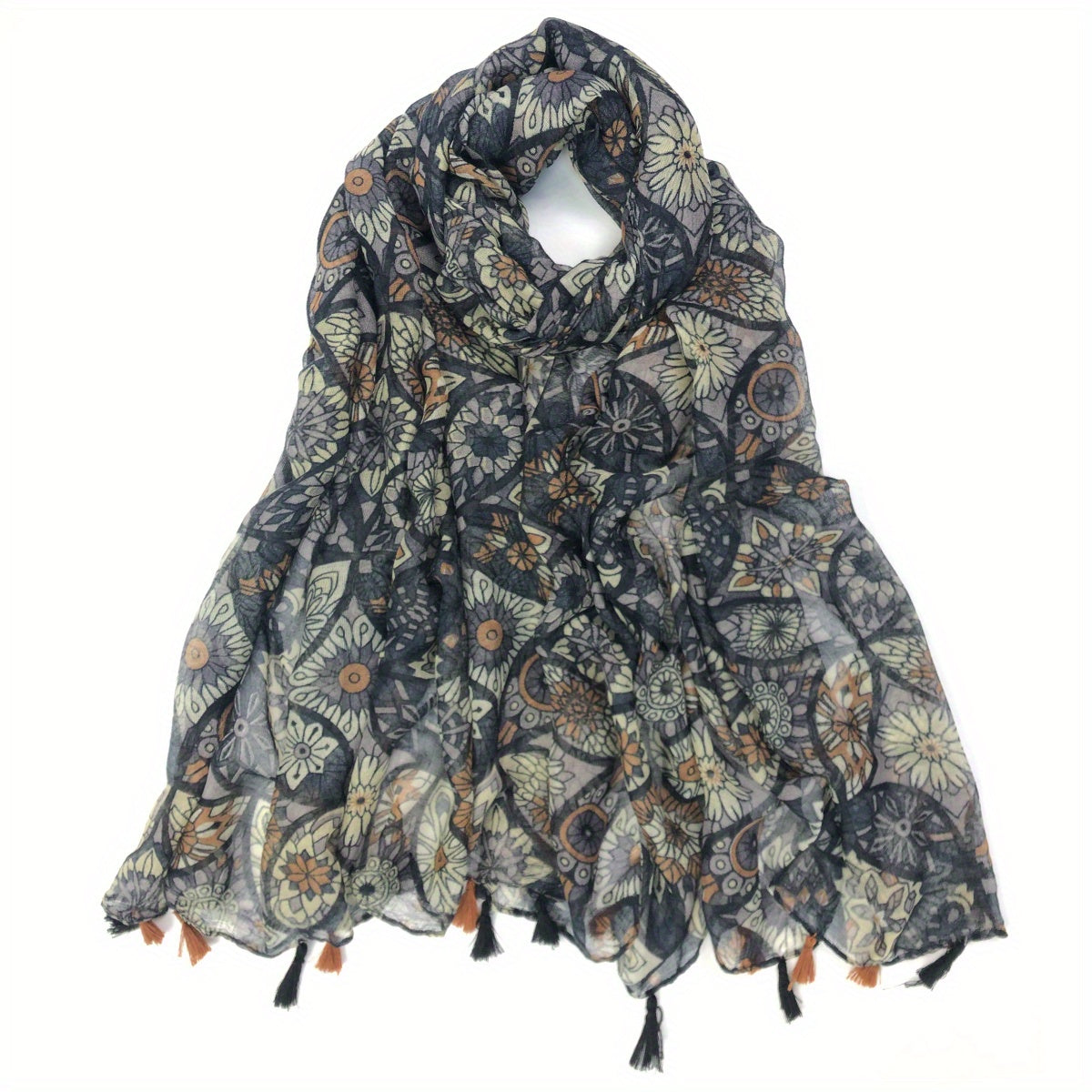 Vintage Boho Floral Tassel Scarf Sunscreen Shawl Women Travel Beach Towel