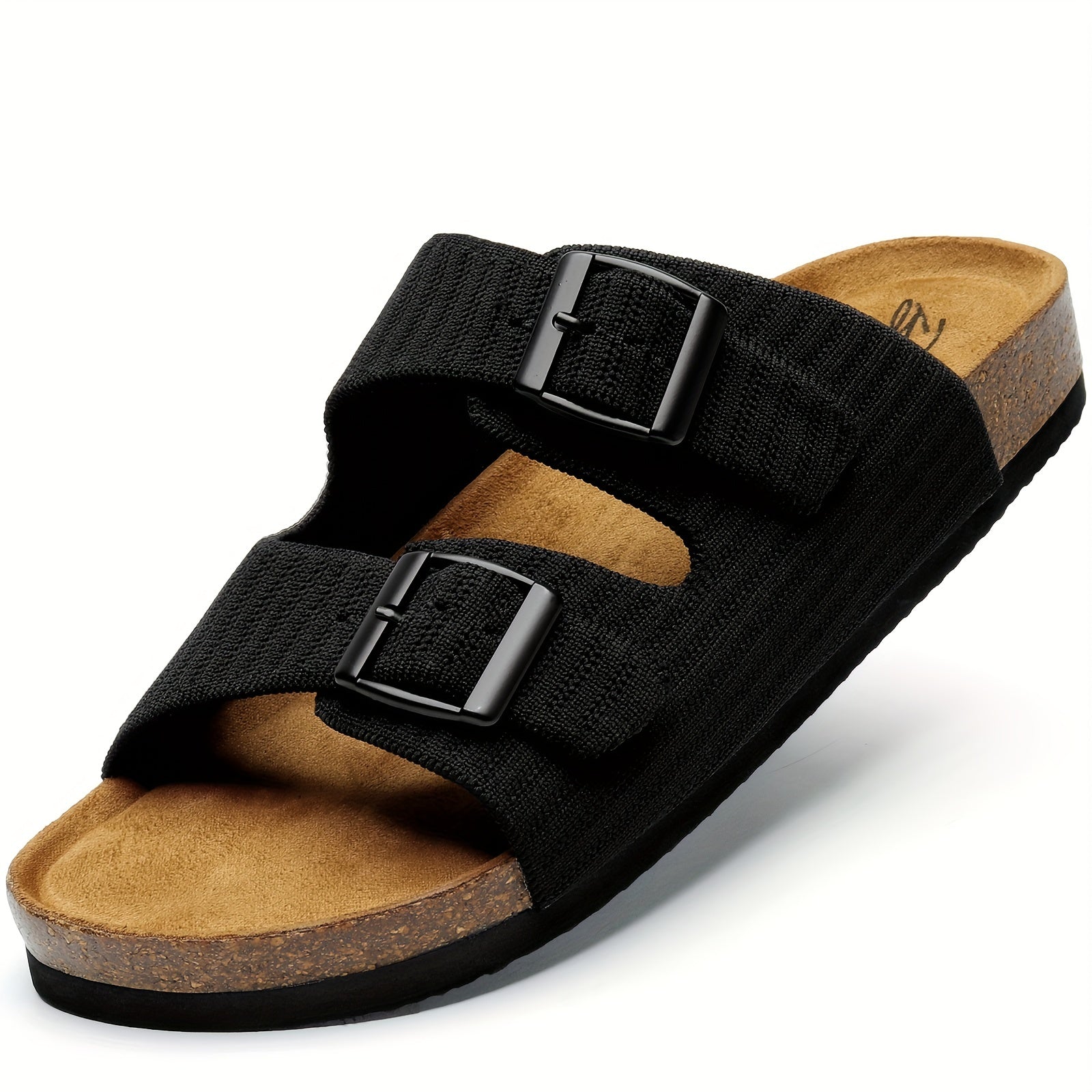 Bacia Cork Footbed Slide Sandals Double Buckle Flat