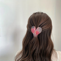 Heart Hair Claw Double Layer Back Head Clip Makeup Shark Claw Hair Accessory