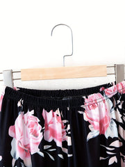 Floral Print Sleep Bottoms Soft & Comfy Lounge Pants