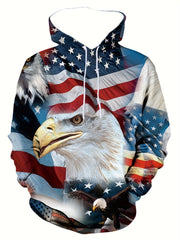 Eagles 3D Print Hoodie For Men Kangaroo Pocket Loose Hooded Pullover