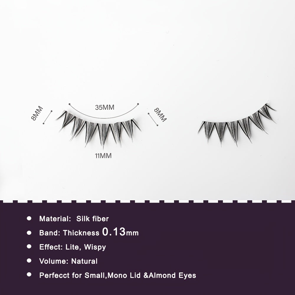 Wispy Manga False Eyelashes Clear Band Short Lashes TS13