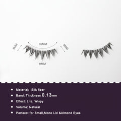 Wispy Manga False Eyelashes Clear Band Short Lashes TS13