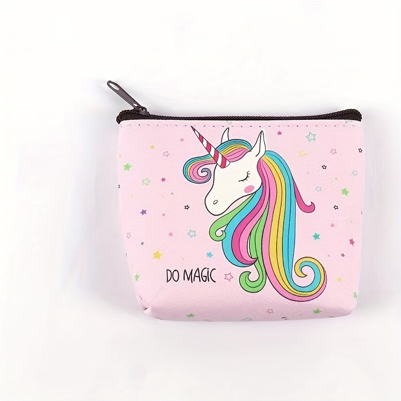 Cartoon Unicorn Zipper Wallet Coin Purse for Outdoor Traveling