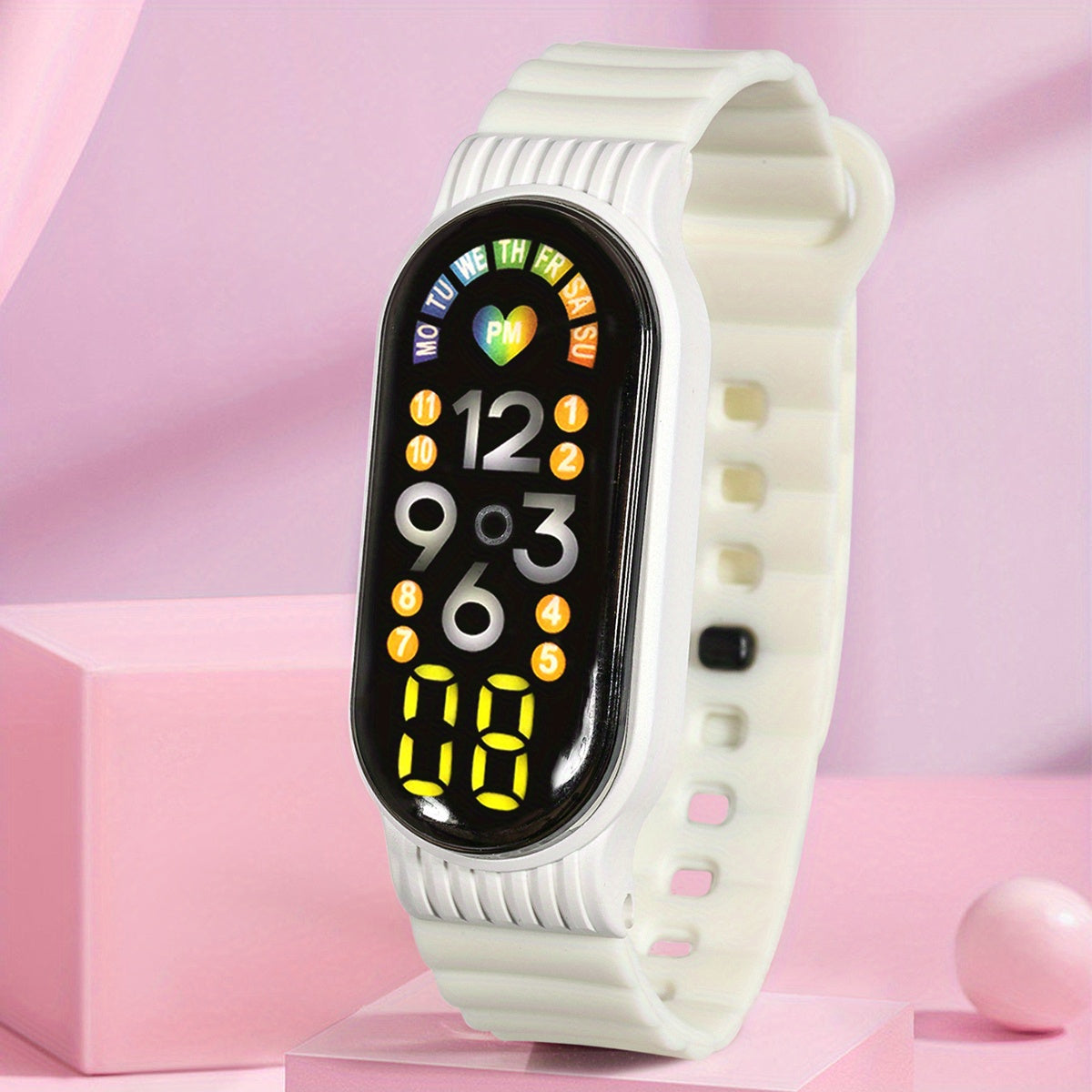 Girl Teens LED Electronic Watch Heart Touch Screen Weekly Date Sports Student