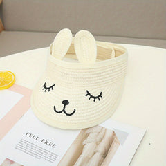 Kids' Rabbit Ear Straw Hat Spring Autumn Beach Sunshade Hat