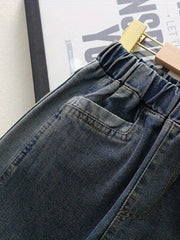 Girls Vintage Style Straight Leg Hip Hop Denim Pants