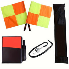 Football Referee Set with Red and Yellow Cards, Whistle, Flag