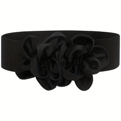Double Flower Wide Girdle Solid Elastic Waistband