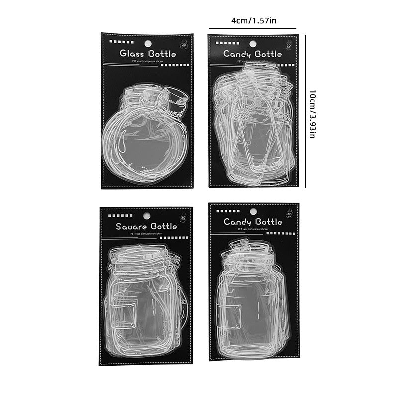 30 Random Transparent Waterproof Stickers for DIY Arts & Crafts Scrapbooking