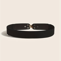 Double Snake Buckle Elastic Belt Wide Waistband Vintage Girdle