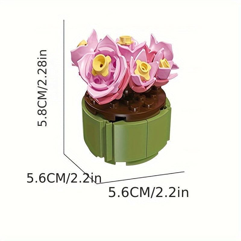 Succlent Preserved Flower Potted Building Block Toy Decoration