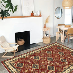 Dark Red American Classic Pattern Large Carpet Soft Area Carpet