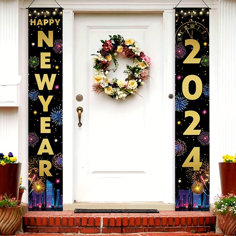 1pc New Year Door Banner Party Decoration Supplies Happy Year Party Background