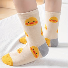 5 Pairs Girls Cartoon Duck Pattern Socks for Kids