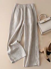 Wide Leg Elastic Waist Casual Summer Pants