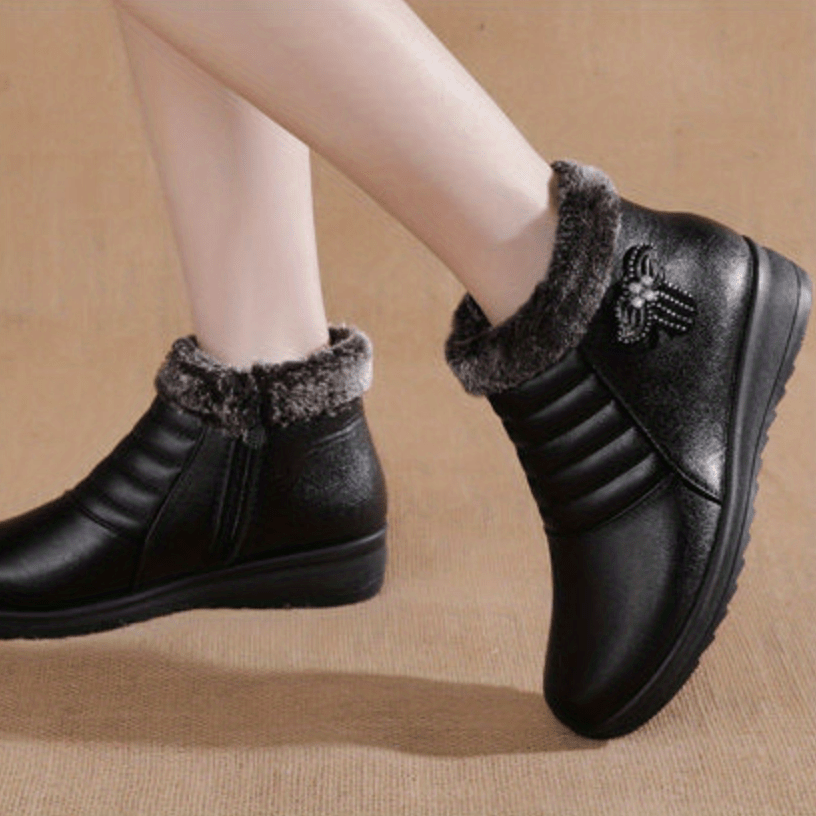 Women's Rhinestone Short Boots Plush Lined Ankle Boots