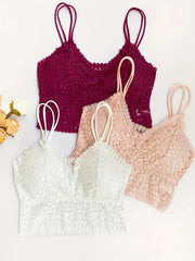 5pcs Floral Lace Wireless Bras - Comfy & Breathable Push Up Bra