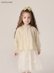 MARC&JANIE Girls Mesh Stitching Cotton Baggy Blouse Kids Autumn Clothes