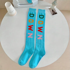 4 Pairs Letter Print Socks Over The Knee Sports Stockings Women's Hosiery