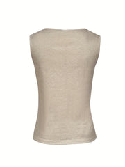 Highland Cattle & Letter Print Tank Top Women's Sleeveless Summer Casual Top