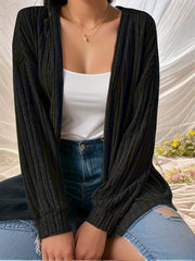 Casual Cardigan Women's Solid Open Front Long Sleeve