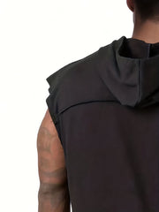 Men's Sleeveless Hoodie Tank Top for Outdoor Workout