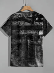 Men's Vintage Style Printed Sports T-shirt Round Neck Tee Shirt
