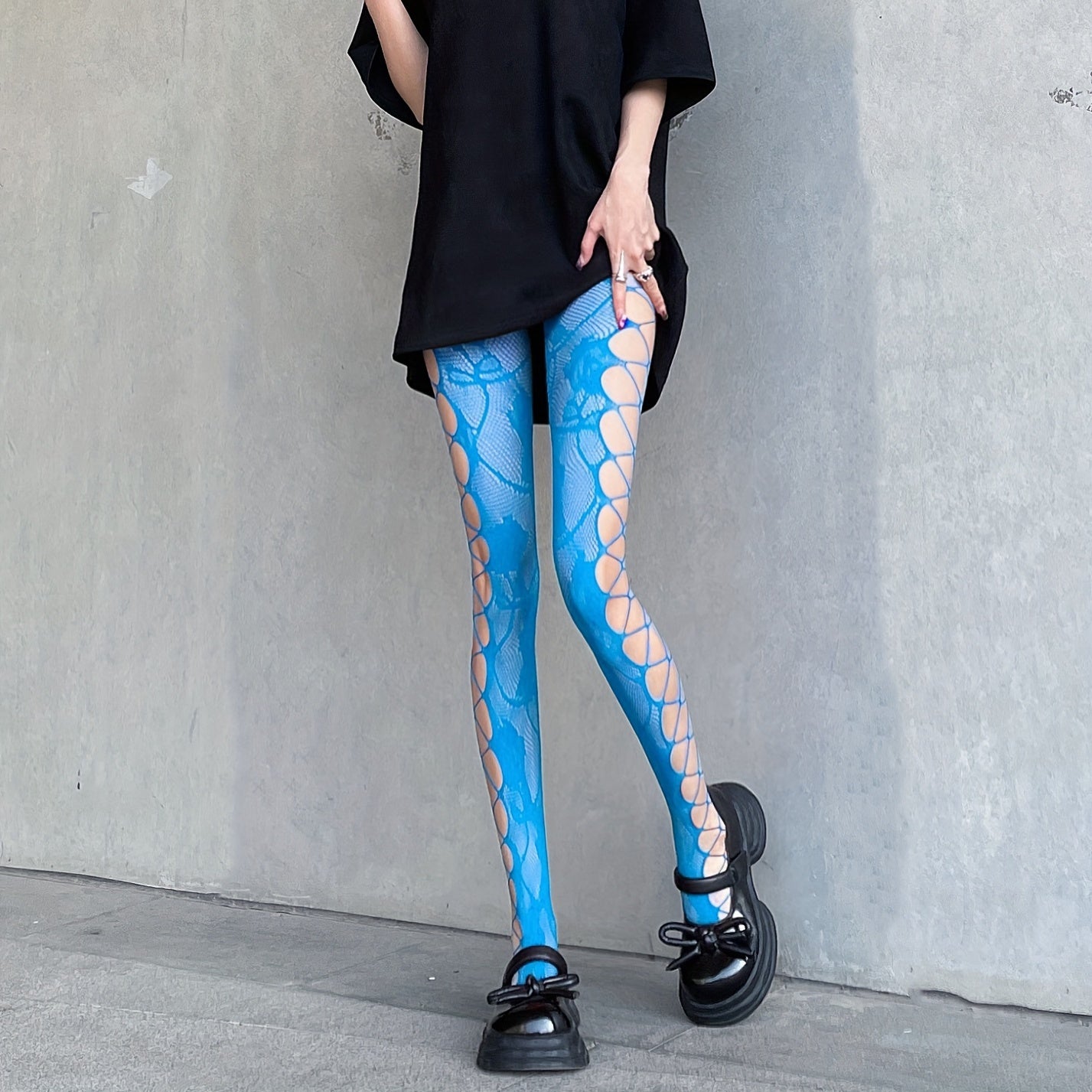 Jacquard Fishnet Tights Strappy Mesh Pantyhose Stockings