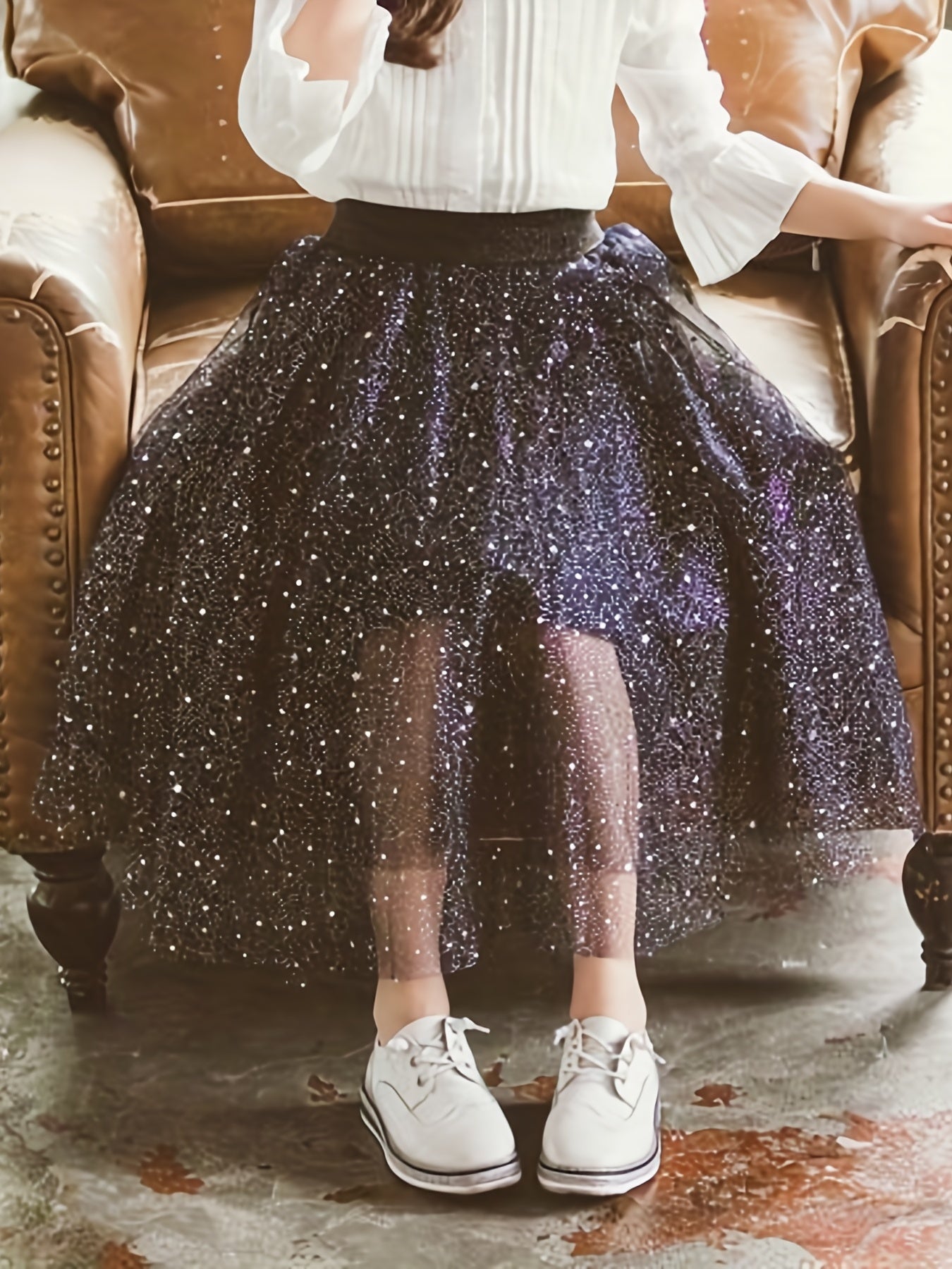 Sequins High Waist Fairy Skirt Tulle Skirt For Casual Outfit