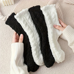4 Pairs Fuzzy Socks Comfy & Warm Mid Tube Women's Stockings