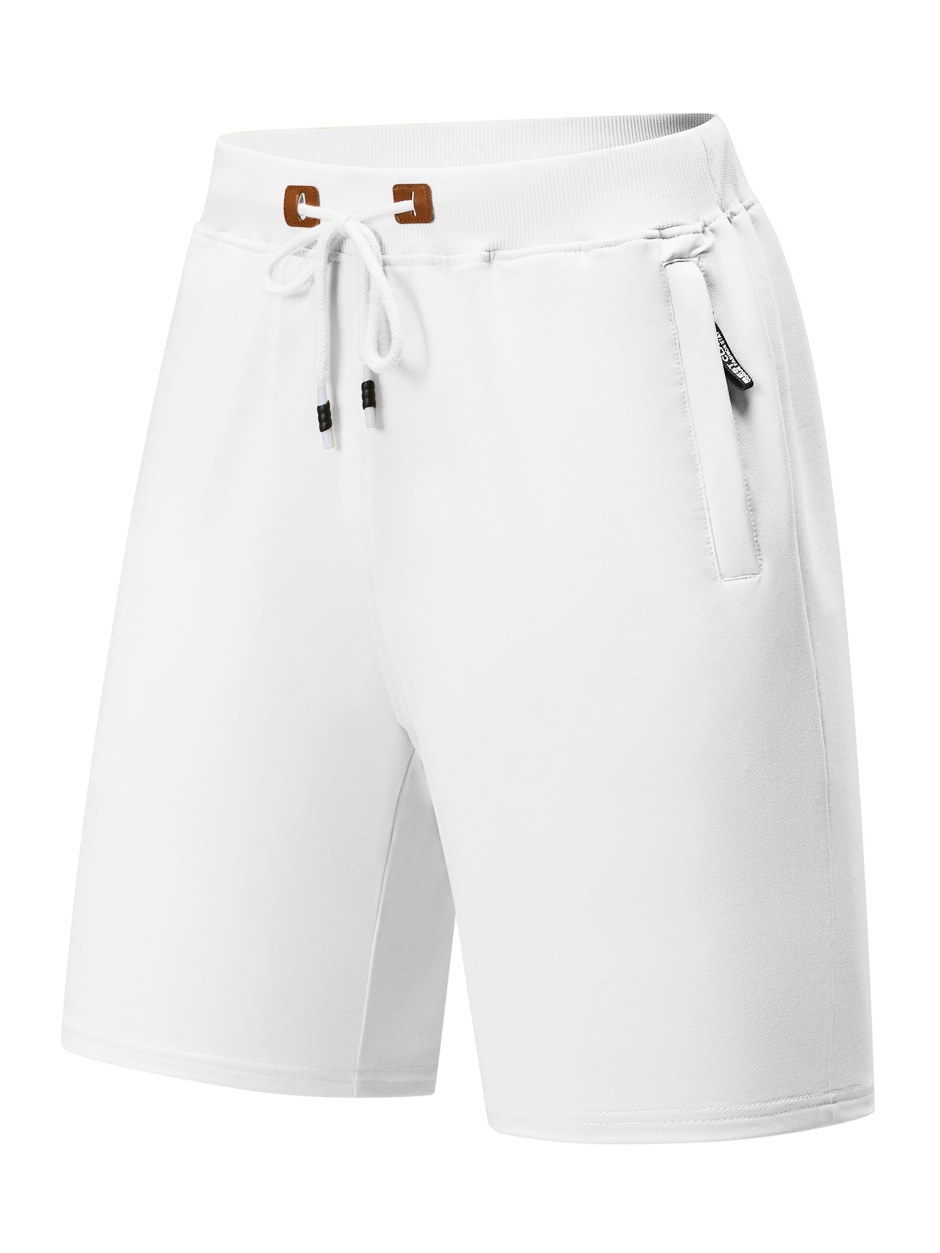Men's Breathable Shorts Side Zipper Pockets Summer Drawstring Elastic Waist