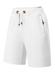 Men's Breathable Shorts Side Zipper Pockets Summer Drawstring Elastic Waist