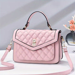 Argyle Quilted Crossbody Bag Women's Shoulder Purse With Turn Lock