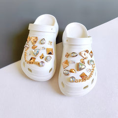 26pcs Golden Rhinestones Shoe Decorations Set Shoe Buckle Accessories
