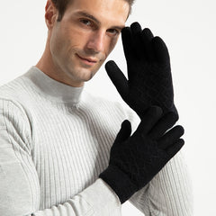 Winter Warm Gloves Double Layer Plus Velvet Thickened Knitted Gloves