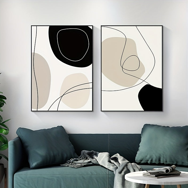 Set Of 3 Boho Matisse Canvas Poster Beige Abstract Line Art Canvas Paintings