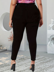 Solid High Rise Button Fly Skinny Jeans