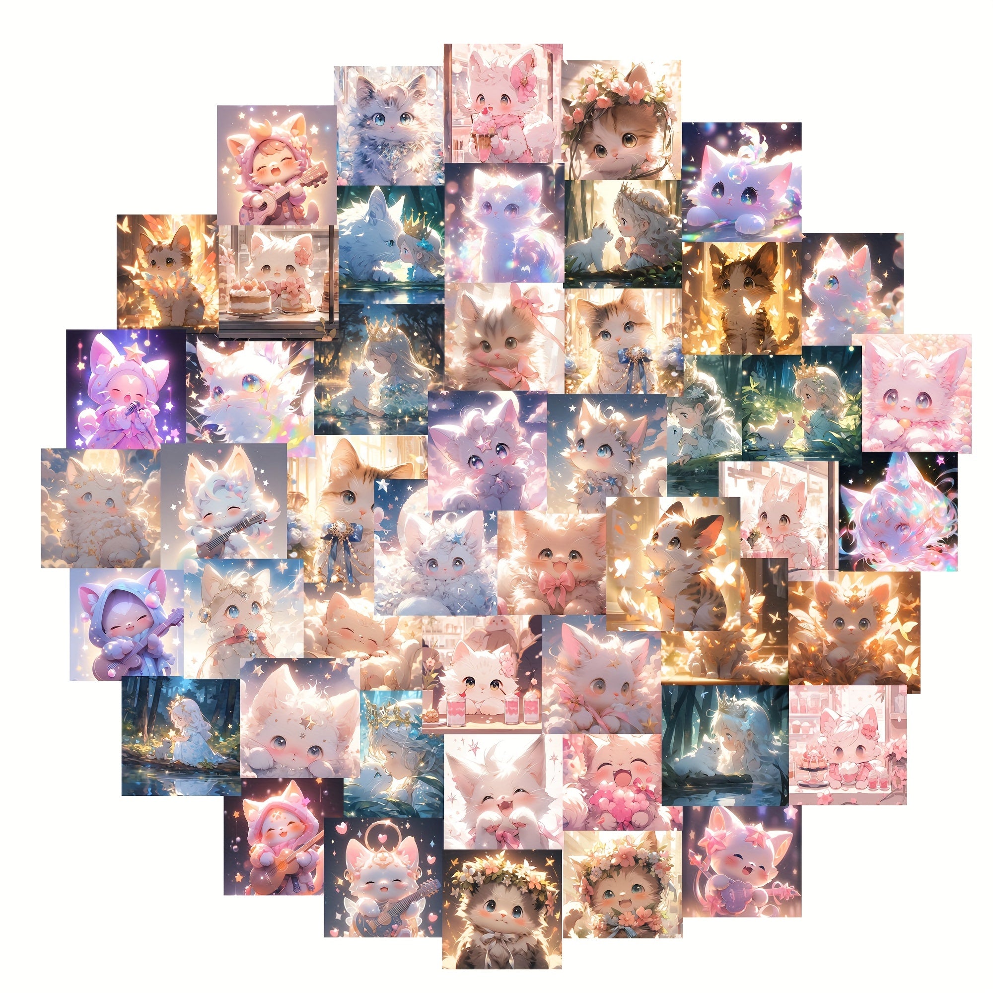 50pcs Cat Cartoon Graffiti Stickers Waterproof Game Stickers