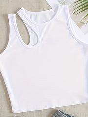 Solid Tank Top Hollow Out Asymmetric Straps Top Women's Lingerie